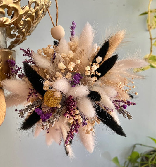 Boule fleurie blanche & violette